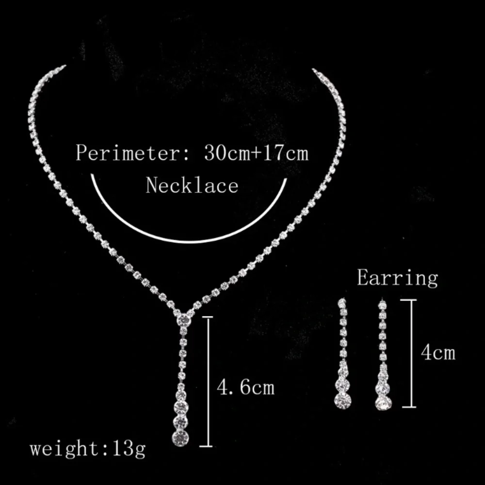 🌟 Women Drop Crystal Choker Necklace Earrings Set Bridal Bridesmaid Wedding Set